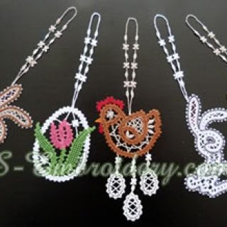 FS lace Easter ornaments with a loop