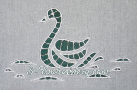 Swan cutwork machine embroidery