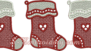 Free standing lace Christmas stocking