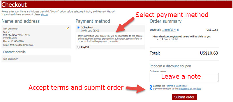 Payment methods